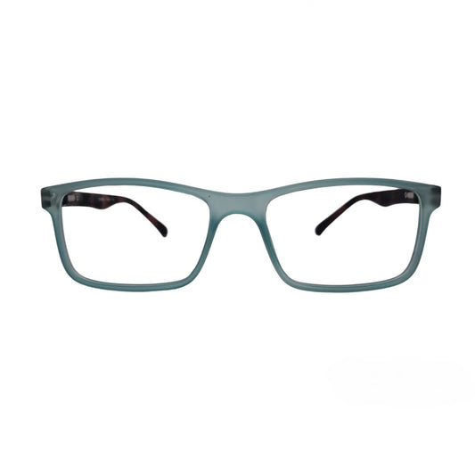 T20 Opticals EYRUS 17007 men's rectangle glasses with a matte aqua plastic frame and contrasting dark temples.