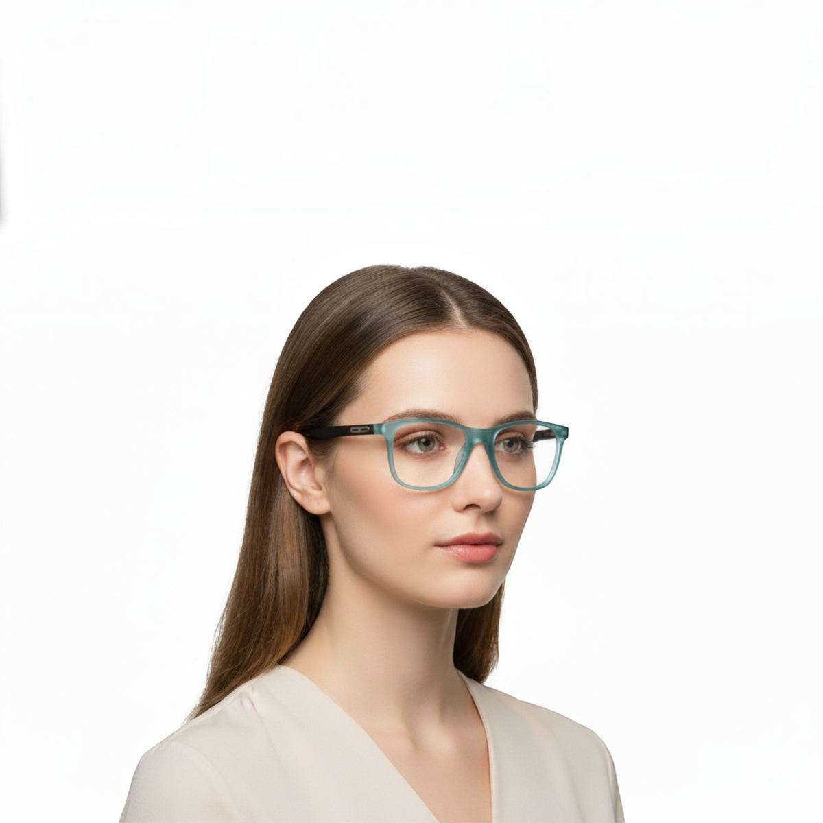 T20 Opticals EYRUS 17009 women's two-tone wayfarer glasses with a transparent aqua and demi amber plastic frame.