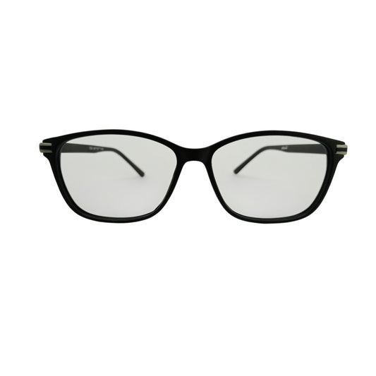 T20 Opticals Growth 1203 black cat eye plastic eyeglasses frame for women with a contemporary full-frame design.