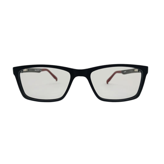 T20 Opticals Growth 1506 black rectangular full-frame eyeglasses with contrasting red inner temples