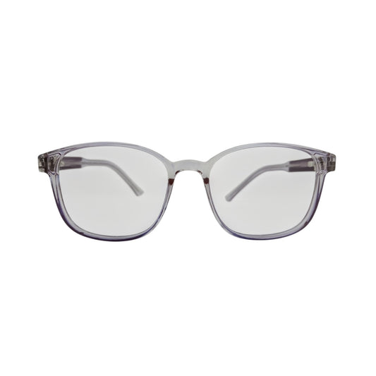 T20 Opticals Growth 1702 square eyeglasses featuring a lightweight translucent grey plastic full-frame design.