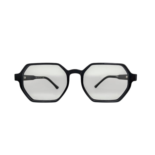 T20 Opticals Growth 1708 black angular plastic eyeglasses for boys with a modern full-frame design.