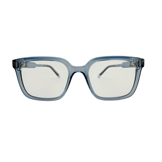 T20 Opticals Growth 1852 square eyeglasses featuring a translucent blue plastic full-frame design for men.