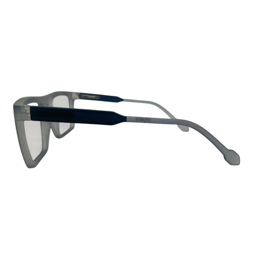 T20 Opticals Growth 1905 square eyeglasses featuring a translucent grey frame with contrasting dark blue temples.