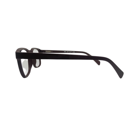 T20 Opticals Growth 1912 Wayfarer eyeglasses in a classic black full-frame plastic design, side profile view.