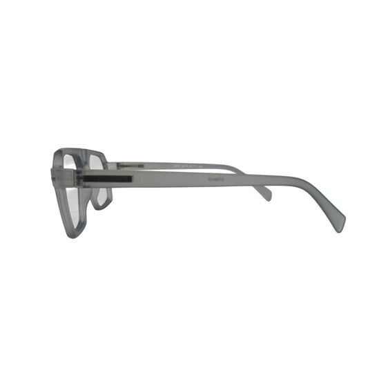 T20 Opticals Growth 1915 aviator eyeglasses featuring a translucent grey plastic frame in a side profile view