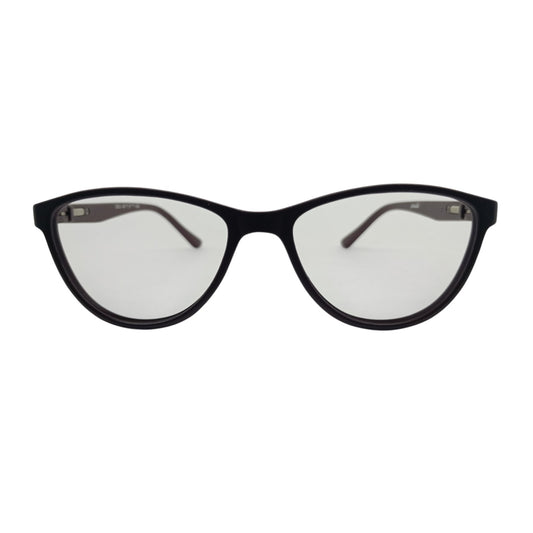 T20 Opticals Growth 2002 black cat-eye eyeglasses with a full-frame plastic design for a feminine look.