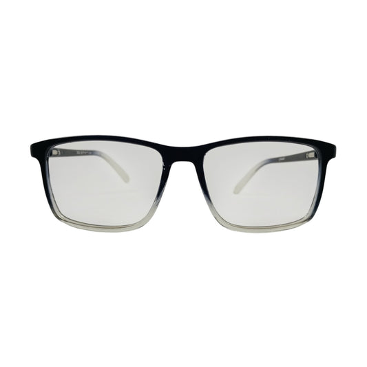 T20 Opticals Growth 2032 rectangle eyeglasses with a black and clear gradient plastic full-frame design.