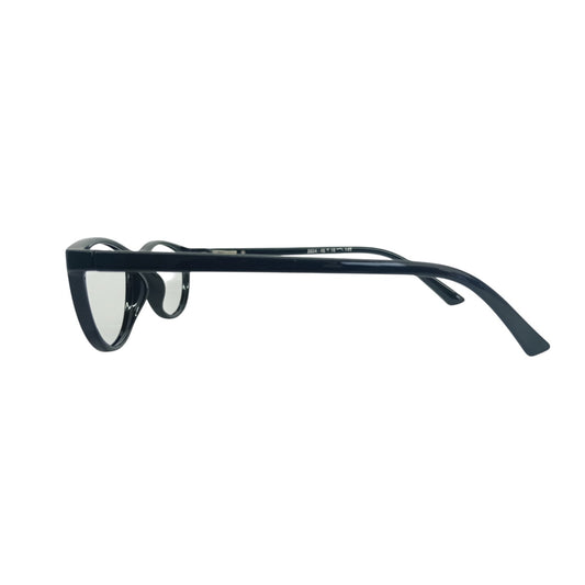 T20 Opticals Growth 2034 cat eye glasses for girls in black plastic, side view showing temple and frame profile.