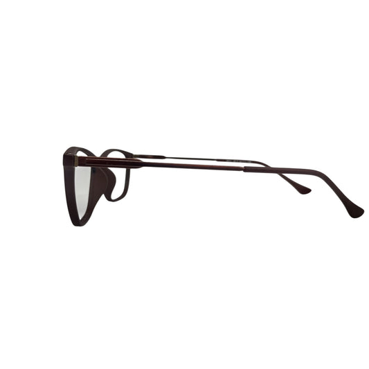 T20 Opticals Growth 3013 cat eye eyeglasses with a maroon plastic frame and slim stainless steel temples