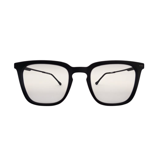 T20 Opticals Growth 3024 matte black Wayfarer eyeglasses with durable stainless steel temples for men