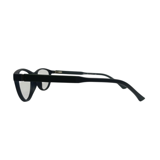 T20 Opticals Growth 4003 black cat-eye plastic eyeglasses frame viewed from the side
