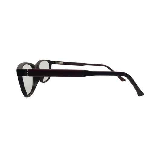 T20 Opticals Growth 4005 cat eye eyeglasses in dark purple plastic with a sleek full-frame side profile