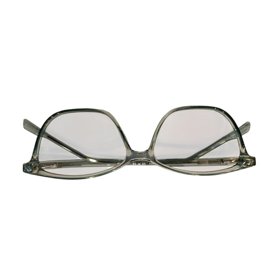T20 Opticals Growth 5001 cat-eye eyeglasses with a translucent grey plastic frame for a modern, elegant look.