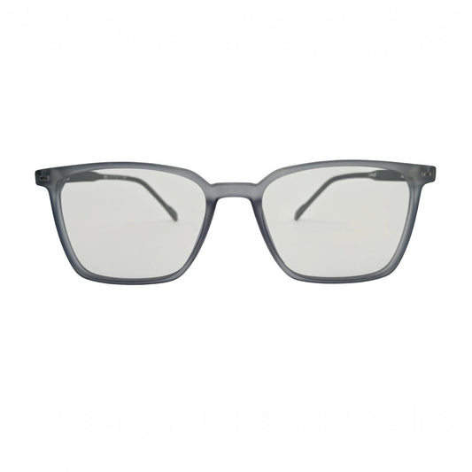 T20 Opticals Growth 5002 square eyeglasses featuring a modern matte grey plastic full-frame design for men.