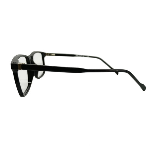 T20 Opticals Growth 5005 square black plastic eyeglasses frame shown from a side profile view.