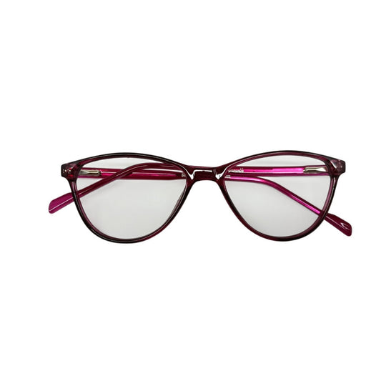 T20 Opticals Growth 5006 cat eye eyeglasses in a glossy dark pink plastic frame for a stylish feminine look.