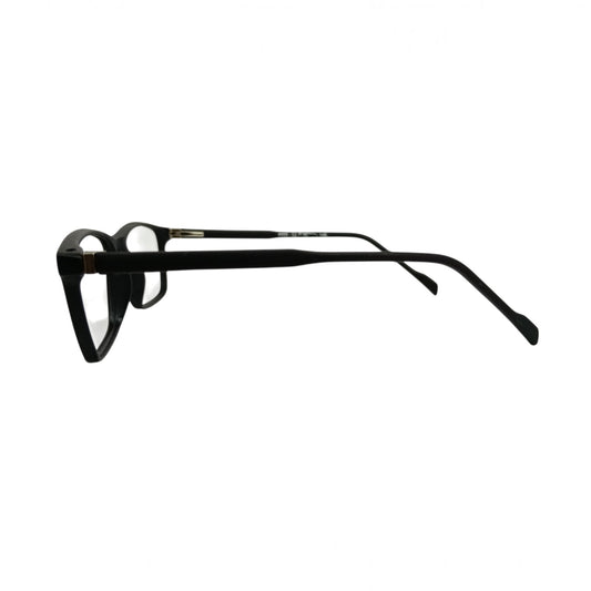 T20 Opticals Growth 5008 black rectangular full-frame eyeglasses viewed from the side