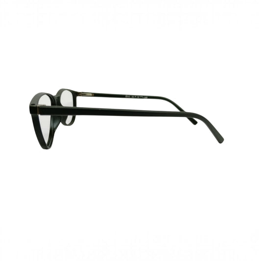 T20 Opticals Growth 5010 black cat eye eyeglasses frame viewed from the side showing plastic temples