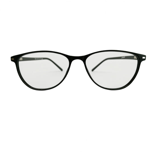T20 Opticals Growth 5010 black cat eye eyeglasses with a full-frame plastic design for women.