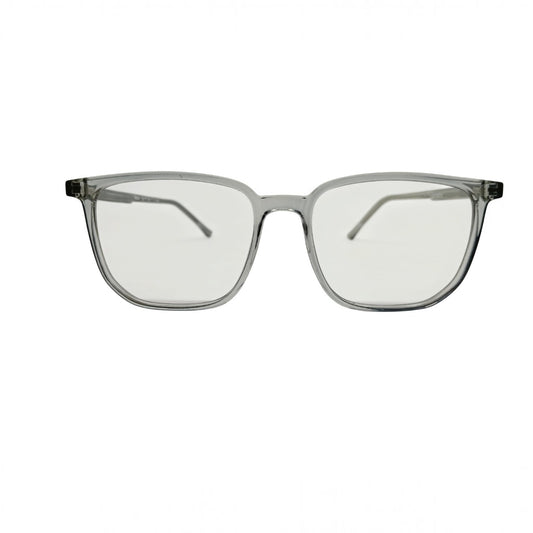 T20 Opticals Growth 6004 square eyeglasses with a modern transparent grey plastic full-frame design for men