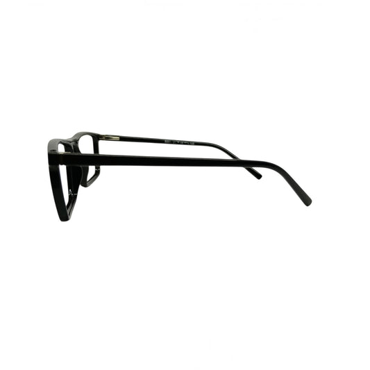 T20 Opticals Growth 8001 black rectangle plastic eyeglasses frame in a side profile view