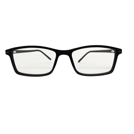 T20 Opticals Growth 8004 black rectangular full-frame eyeglasses for men with a modern minimal design.