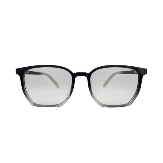 T20 Opticals Growth 2012 angular eyeglasses with a black to clear gradient plastic frame and full-rim design.