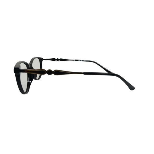 T20 Opticals Growth 1405 cat eye eyeglasses with black plastic frame and decorative stainless steel temples