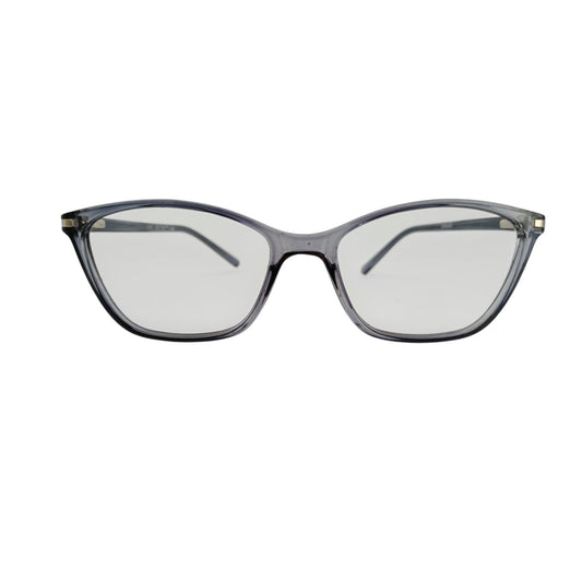 T20 Opticals Growth 23607 cat eye eyeglasses in a translucent grey plastic frame for a sophisticated look.
