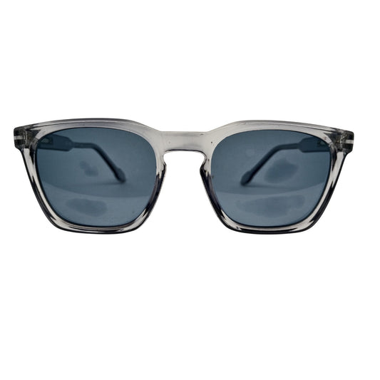 T20 Opticals Growth M-1907 wayfarer sunglasses with a translucent grey plastic frame and dark tinted lenses.