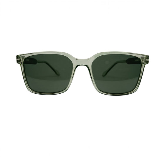 T20 Opticals Growth M-1906 square sunglasses with a translucent grey plastic frame and dark tinted lenses.