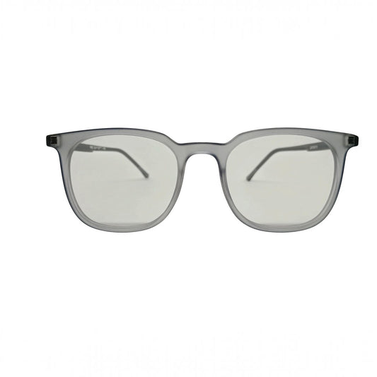 T20 Opticals Growth 6007 square eyeglasses with a modern translucent grey plastic frame for men
