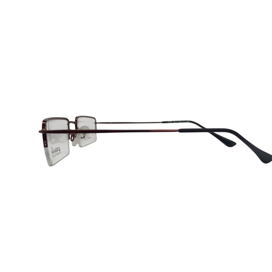 T20 Opticals Growth 9558 rectangle half-frame eyeglasses in dark metal with slim stainless steel temples
