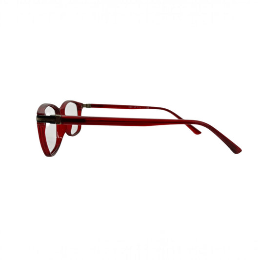 T20 Opticals Growth 1201 red plastic cat eye eyeglasses frame viewed from the side