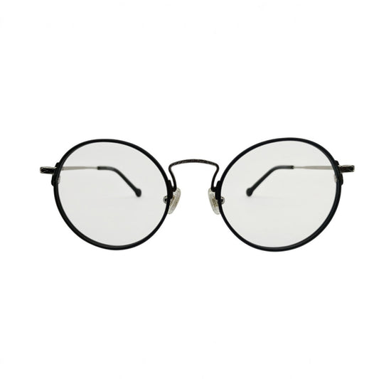 T20 Opticals Vintro Club GDM040 round black stainless steel and TR90 eyeglasses for men